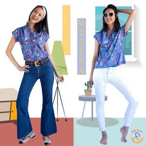 60s mod blouse 60s Paisley Blouse shirt Graff